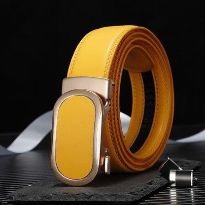 Ceinture bleue pour hommes et femmes, ceintures à boucle automatique, ceinture féminine Cinturon décontractée à la mode, vert blanc noir rouge disponible