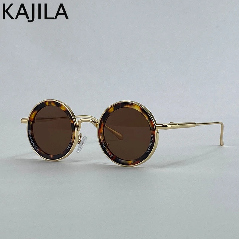 Lunettes de soleil rondes Steampunk à petite monture pour hommes, marque de luxe rétro Punk, lunettes de conduite classiques, UV400, 2025