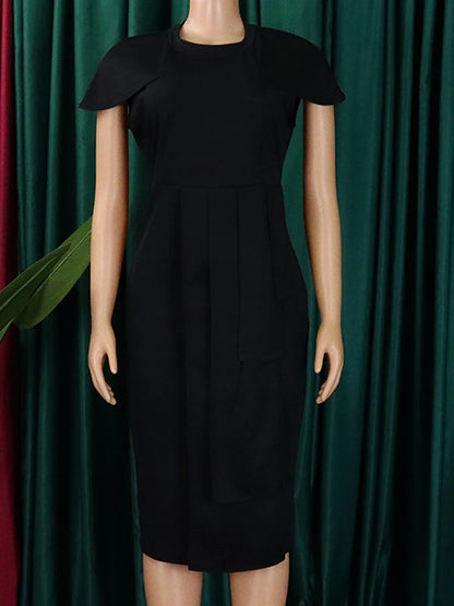 FairyShely-Robe drapée à manches courtes pour femmes, robe de soirée sexy, grande taille, monochromatique, grandes robes à volants pour dames, robe curvy serrée, 2025