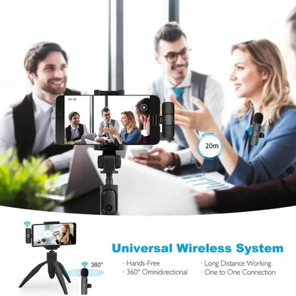 XIKCU Microphone Lavalier sans fil Portable enregistrement Audio vidéo Mini micro pour iPhone diffusion en direct téléphone de jeu avec réception