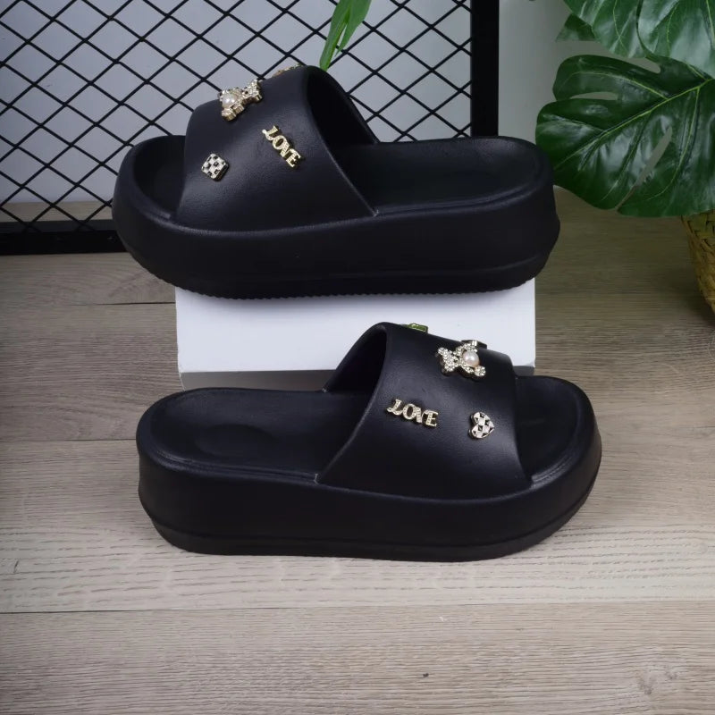 Chaussures de jardin à semelle épaisse pour femmes, accessoires exquis, Design creux décontracté, pantoufles de plage à enfiler