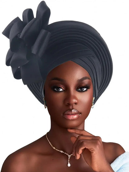 Grande fleur Turban casquette pour femmes élégant Auto Gele couvre-chef dame africaine bandeau Nigeria femme couvre-chef chapeau musulman
