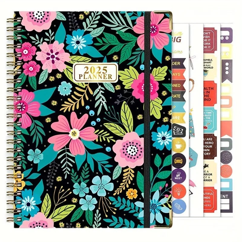 Planificateur 2025 Calendrier hebdomadaire et mensuel 2025 de janvier à décembre A5 (6,2" x 8,5") Plan de travail accaden de 12 mois Etiquettesmic