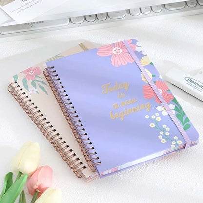 80 feuilles A5 bloc-notes anglais liste de choses à faire impression florale bobine cahier Portable gestion du temps calendrier planificateur bloc-notes