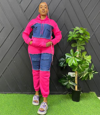 Ensemble 2 pièces pour femmes, vêtements africains Dashiki, nouvelle mode printemps-automne, haut en Denim à manches longues et pantalon, costume de fête, ensembles assortis