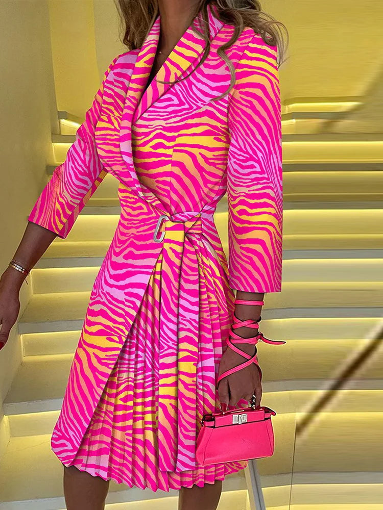 Robe de soirée imprimée à carreaux à manches trois-quarts pour femmes, col en V, dame de bureau, mode pour dames, streetwear d'automne, livraison directe, nouveau