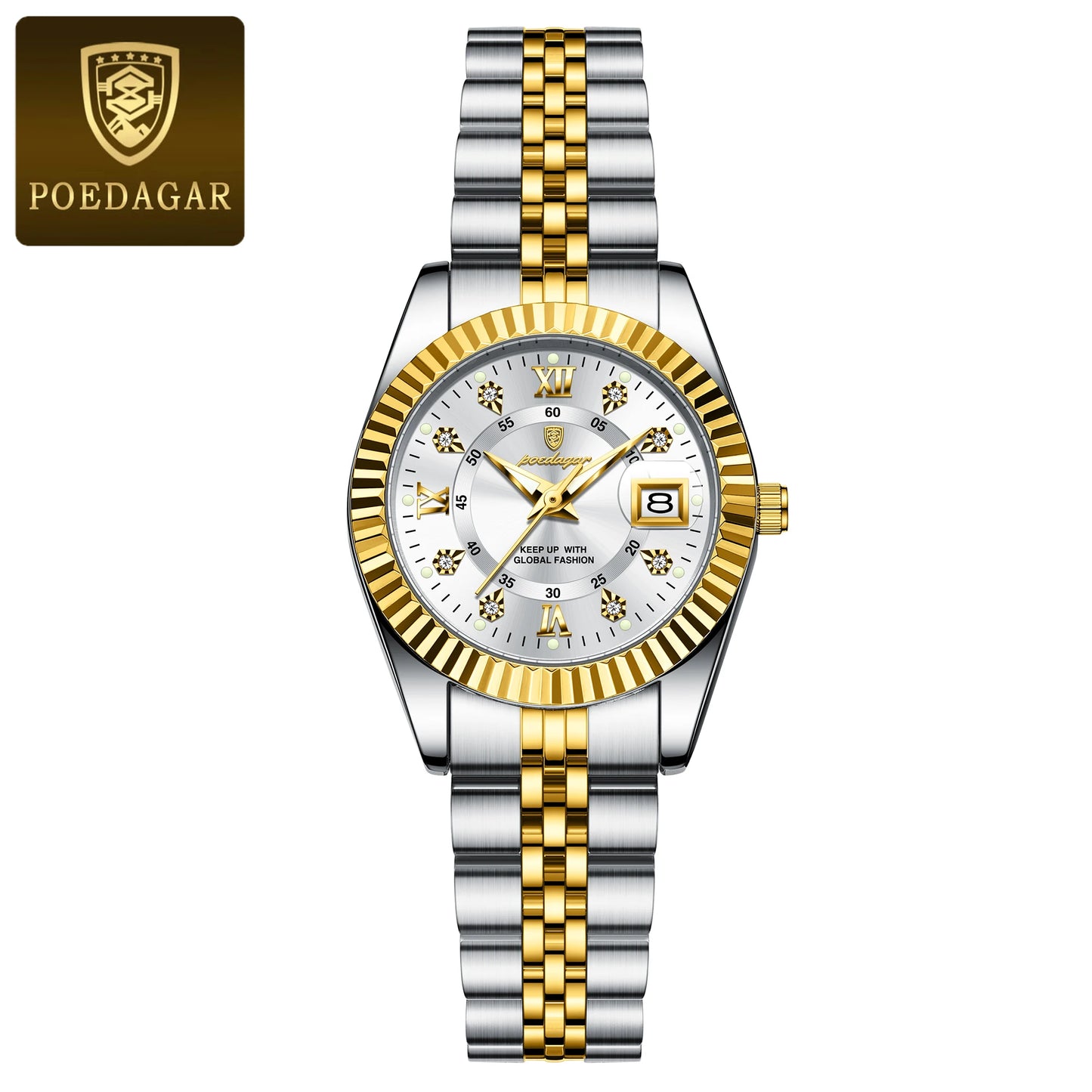 POEDAGAR montres de luxe pour femmes étanche lumineux Date dames montre-bracelet en acier inoxydable montre à Quartz élégante pour les femmes Reloj