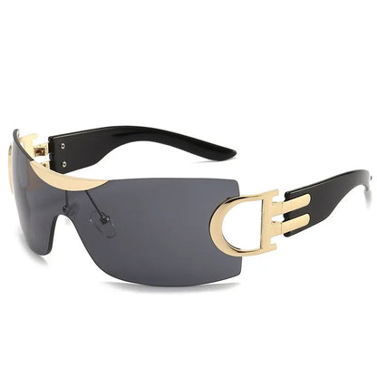 Lunettes de soleil Y2K sans monture pour femmes, lunettes de soleil sans cadre, nuances de chimshield, futuriste, respirant, unisexe, rond, mode