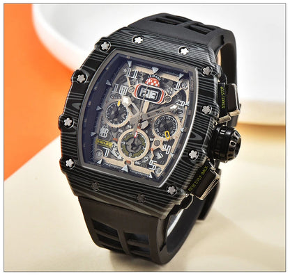 Nouvelle génération sport conception creuse montre d'affaires machines de sport modernes vent quartz petite montre artisanale à trois disques