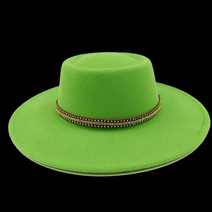 Chapeau fedora rose 8cm, haut convexe concave, chapeau de jazz pour femmes et hommes, chapeau fedora classique à dessus plat