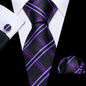 Barry.Wang violet lilas lavande soie hommes cravate mouchoir bouton de manchette ensemble Jacquard cravate florale pour homme mariage fête d'affaires