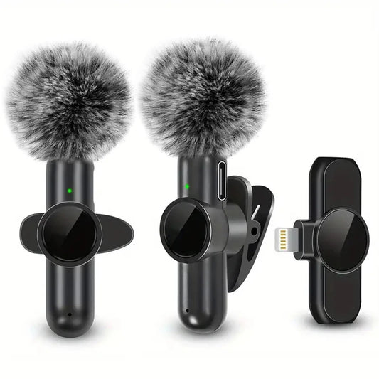Microphone Lavalier sans fil avec couverture coupe-vent, Mini micro d'enregistrement Audio et vidéo pour iPhone et téléphone portable Android