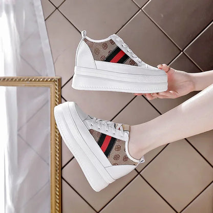 9cm femmes chaussures grosses baskets Air maille évider en cuir véritable blanc chaussures compensées plate-forme talon pompes Mujer Bombas