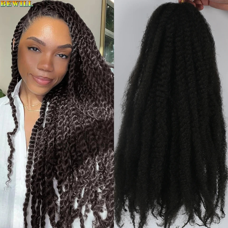 1 - 6 paquets de cheveux en crochet de twists Marley de 18 pouces, de noir et brun à blond, cheveux de tresse ombré Afro Marley synthétique, pour les tresses de mèches fausses