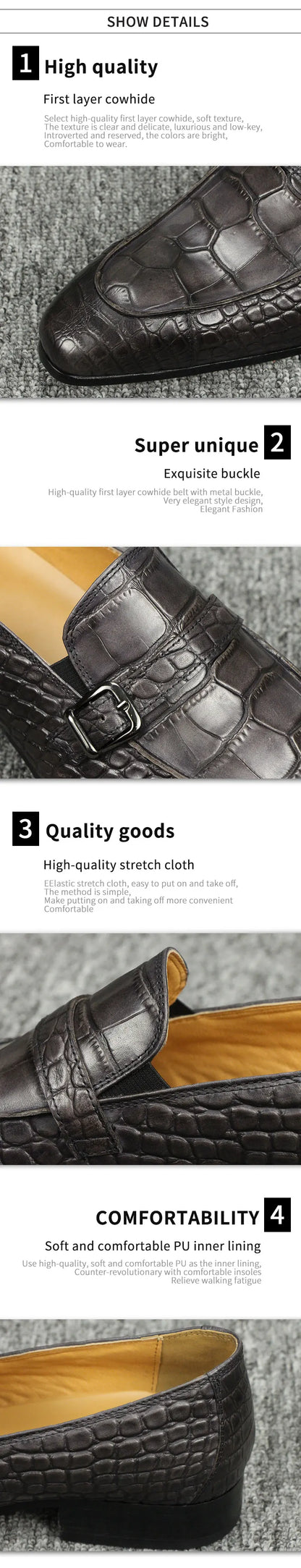 Mocassins en cuir pour hommes, chaussures imprimées serpent, décontractées, confortables, résistantes à l'usure, de luxe, couleur noir et gris