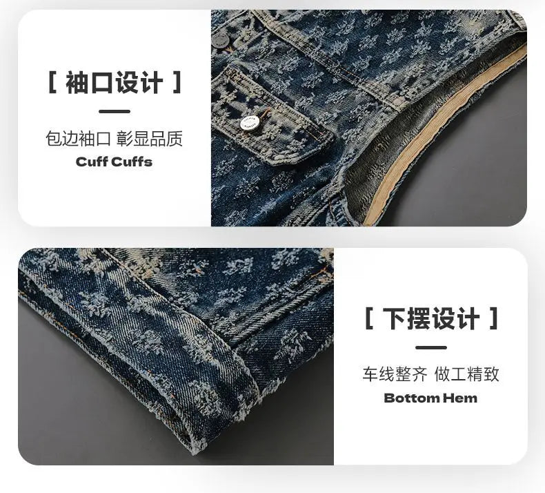 Gilet de moto en Denim pour hommes, rétro, tendance, printemps et automne, élégant, ample, Jacquard, sans manches, vêtements d'extérieur