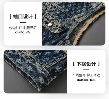 Gilet de moto en Denim pour hommes, rétro, tendance, printemps et automne, élégant, ample, Jacquard, sans manches, vêtements d'extérieur