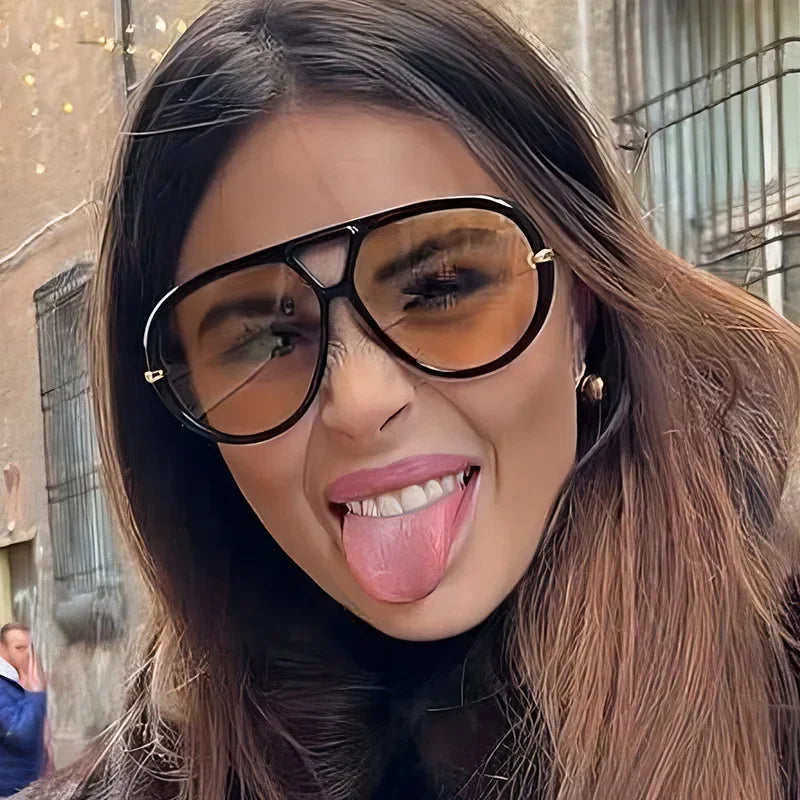 Marque de luxe concepteur surdimensionné pilote lunettes de soleil femmes pour hommes 2025 populaire Vintage lunettes de soleil Punk Double pont lunettes