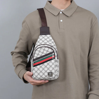 Sac messager multifonction pour hommes, sacs de poitrine en tissu à bandoulière, sac à main décontracté avec trou pour écouteurs