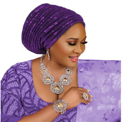 Turban Plissé pour Femme, Cravate de Sauna, ixde Mariage Africain, Nigeria, 2025