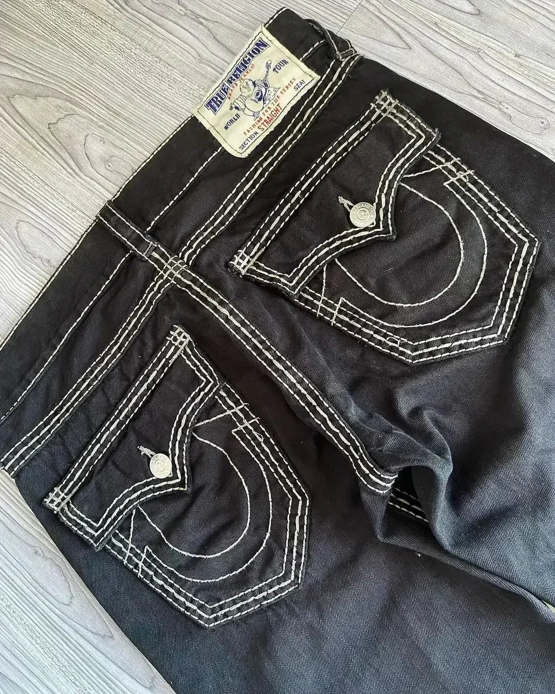 Jean Baggy Bleu Brodé avec Logo Bouddha Rétro Américain pour Femme, Pantalon Streetwear Harajuku, Jambes Larges, Fjk, Y2k, Gothique