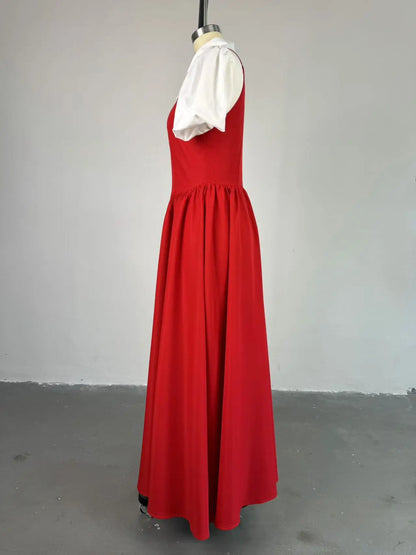 CM.YAYA – robe chemise longue à manches courtes bouffantes pour femmes, douce, Slim, taille haute, froncée, plissée, plage, Streetwear, Maxi, grande balançoire