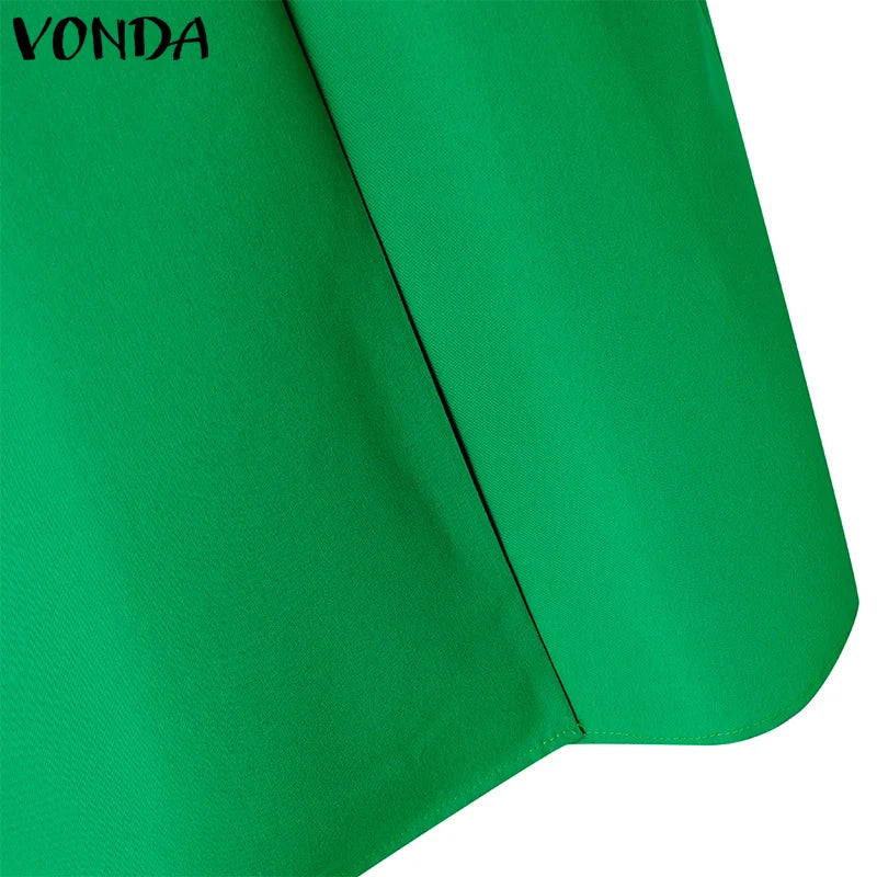 VONDA femmes jupes 2025 décontracté ceinture bouton conception fente longues jupes élégant couleur unie bureau dame bas surdimensionné