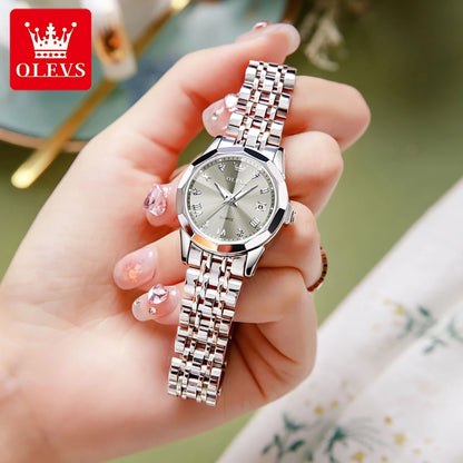 OLEVS – montre à Quartz pour femmes, élégante, mode, marque de luxe, originale, étanche, acier inoxydable, Date lumineuse