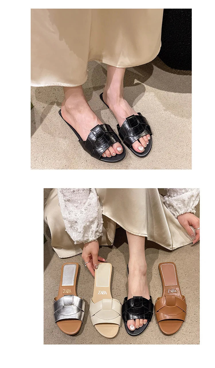 Offre spéciale femmes pantoufles à talons bas pantoufles confortables Sexy croix Peep orteil chaussures de luxe en plein air plage femmes respirabilité chaussures