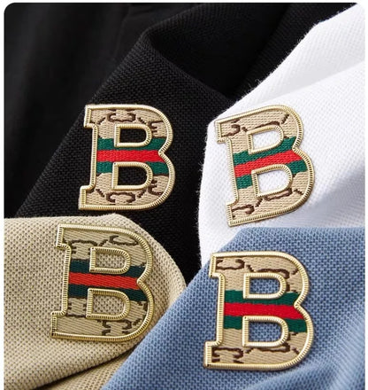 Polo d'été à manches courtes pour hommes, mode golf, design haut de gamme, broderie en soie glacée exquise, T-shirt respirant, 2025