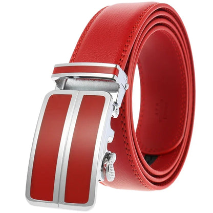 Plyesxale-Ceinture habillée en cuir véritable pour homme, cuir de vachette, automatique, strucformel, environnemental, rouge, noir, marron clair, B272