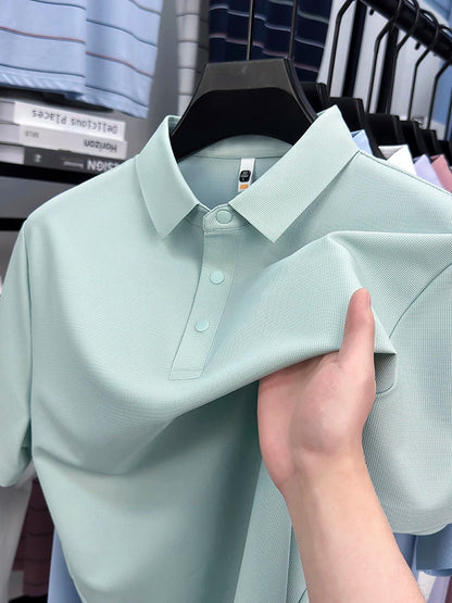 2025 Chemise polo gaufrée sportive pour hommes |   Tailles supérieures de Tennis de Golf évacuant l'humidité S-5XL, boutons-pression, antibactérien 7A de haute qualité