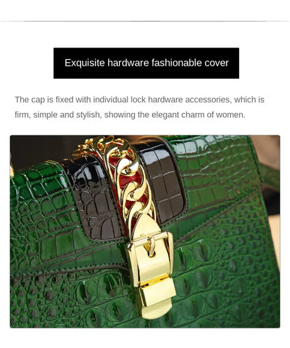 Sacs à main en cuir véritable pour femmes, marque de mode de luxe, sac à bandoulière initié, petit crocodile, carré dur, sacs de messager portables