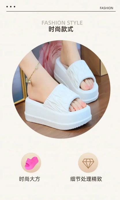 Sandales d'été à talons hauts de 7 cm pour femmes, mules à talons épais, tongs EVA, chaussures de maison, pantoufles à plateforme d'extérieur, nouvelle collection