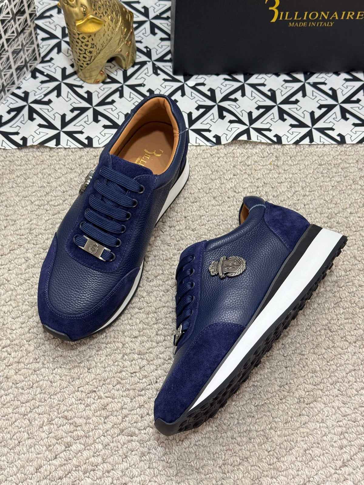 BILLIONAIRE BLSK CPRT chaussures peau de vache 2025 nouvelle broderie mode qualité confort mouvement hommes taille européenne 39-45 chaussures noires