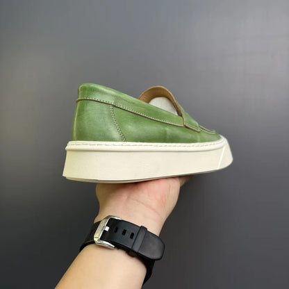 DOYUTIG-Chaussures à enfiler en cuir véritable pour hommes, chaussures de planche décontractées rétro pour hommes, baskets chimneakers de printemps et d'automne, marque de mode masculine, SG009