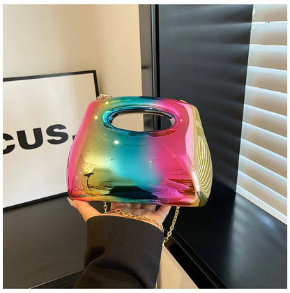 Sac à main hobo en acrylique doré pour femme, sac à main de plage transparent, sac à main de soirée, poignée supérieure ronde, fête de mariage, designer de luxe