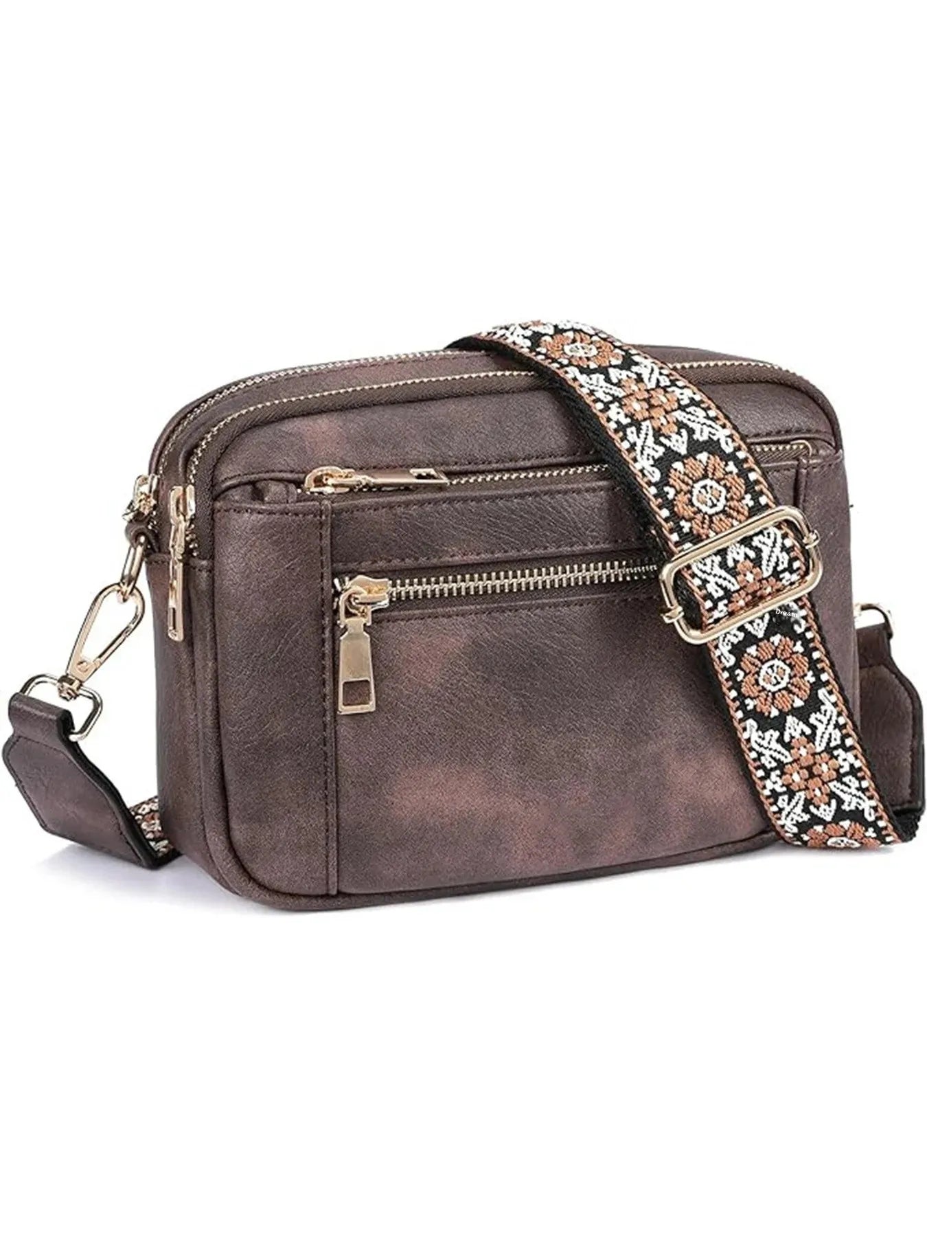 Sac à Bandoulière en Cuir PU avec Fermeture Éclair, Portefeuille Simple Initié, Sangle Réglable, Nuits de Documents Multifonctionnelles, Disponible en Stock