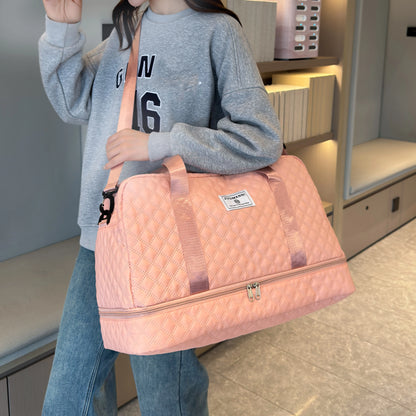 Sac de voyage léger en latex rhombique, sac de rangement portable de grande capacité pour le sport et le fitness, sac de week-end de nuit