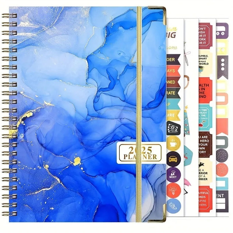 Planificateur 2025 Calendrier hebdomadaire et mensuel 2025 de janvier à décembre A5 (6,2" x 8,5") Plan de travail accaden de 12 mois Etiquettesmic