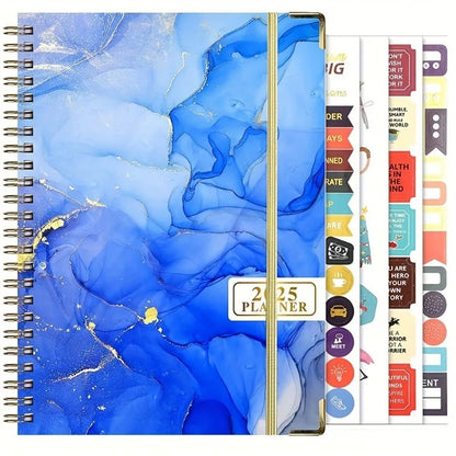 Planificateur 2025 Calendrier hebdomadaire et mensuel 2025 de janvier à décembre A5 (6,2" x 8,5") Plan de travail accaden de 12 mois Etiquettesmic