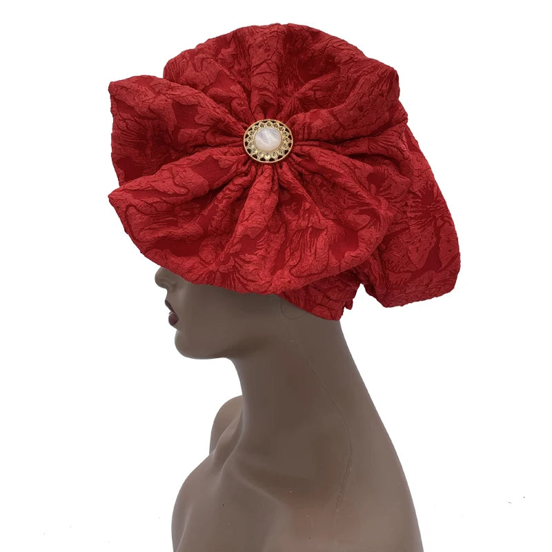 Chapeau Turban à grande fleur pour femmes, casquette Hijab musulmane, diamants, enveloppe de tête, Bandana, casquette de chimio, chapeau africain, 2023