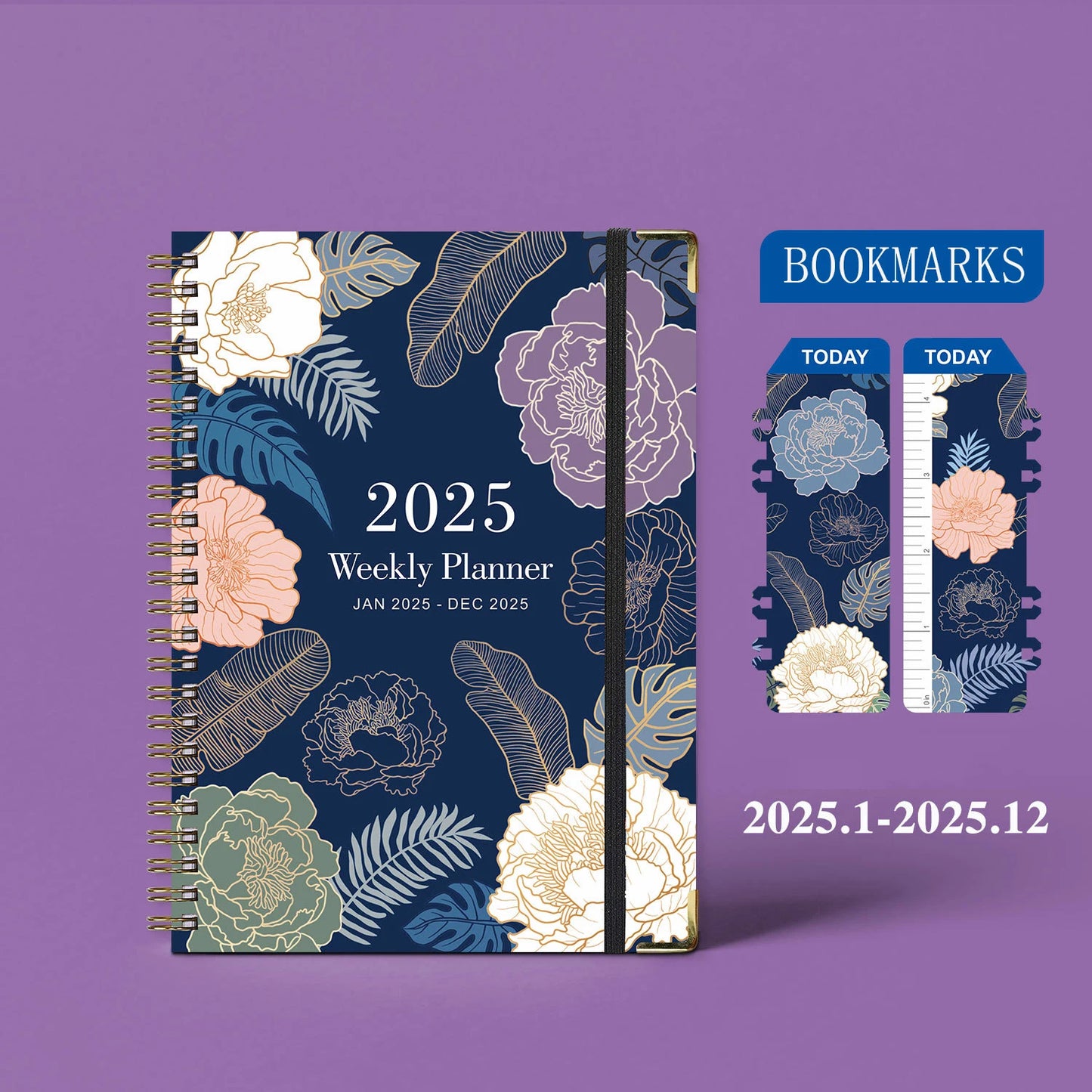 Bview Art 2025 Planificateur hebdomadaire Anglais A5 Agenda PLANNER Coil Notebook