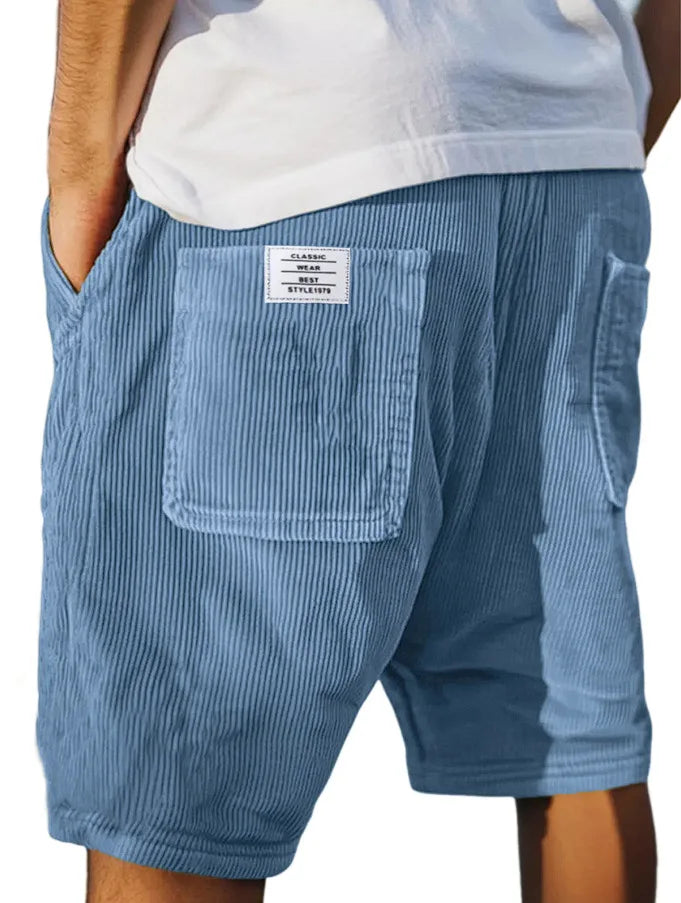 2025 hommes Stand poche décontracté plage Shorts solide velours côtelé Shorts mâle cordon demi pantalon Sexy hommes vêtements grande taille S-5XL