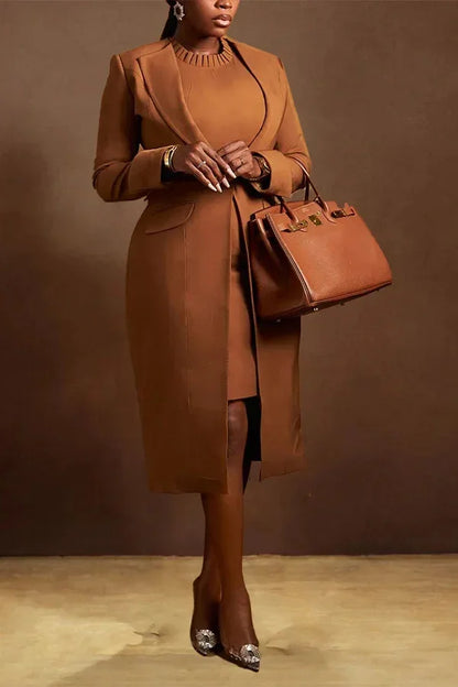 Ensemble femme manches longues Blazer manteau + robe longue costume hiver Streetwear deux 2 pièces ensemble afrique OL tenues de travail