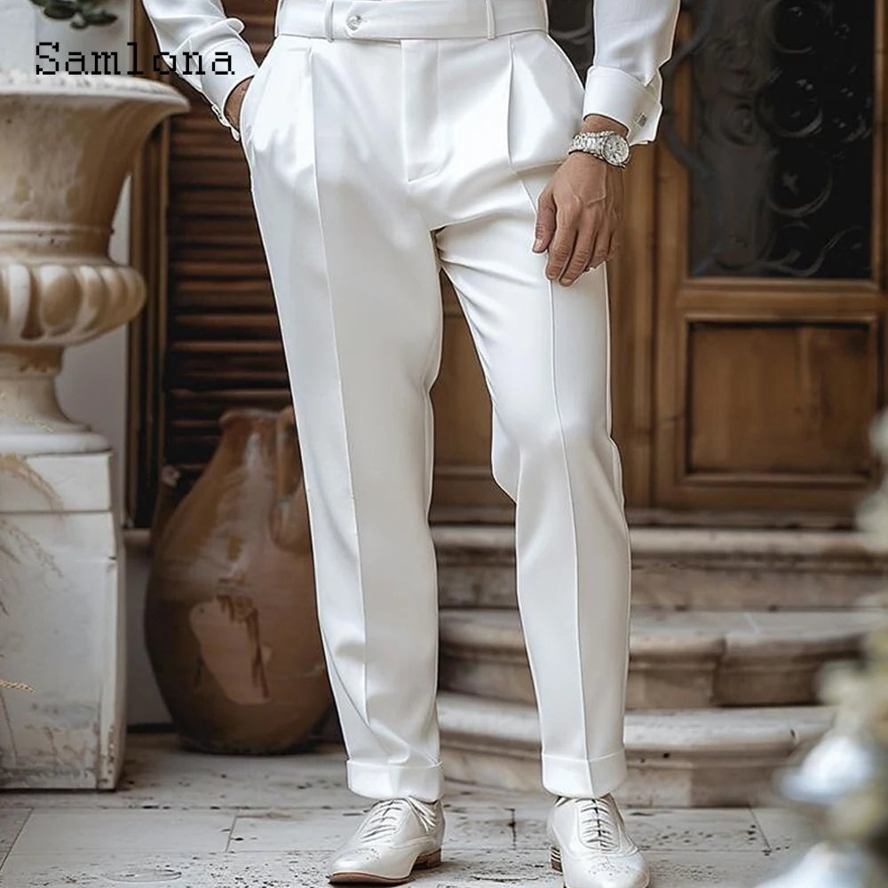 2025 grande taille hommes élégant mode Naples costume pantalon blanc doux poche pantalon hommes de luxe formel droit costumes pantalon nouveau