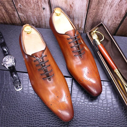 Chaussures d'affaires italiennes originales en cuir véritable faites à la main pour hommes, chaussures Derby à la mode pour marié et mariage, mocassins