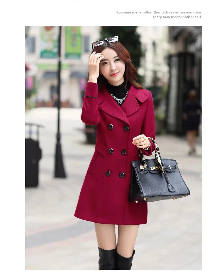 Veste en laine de style coréen pour femme, pardessus en nylon mi-long, double bouton de nucléo, 30 ans, 40 ans, 50 ans, automne, hiver, nouveau, 2023