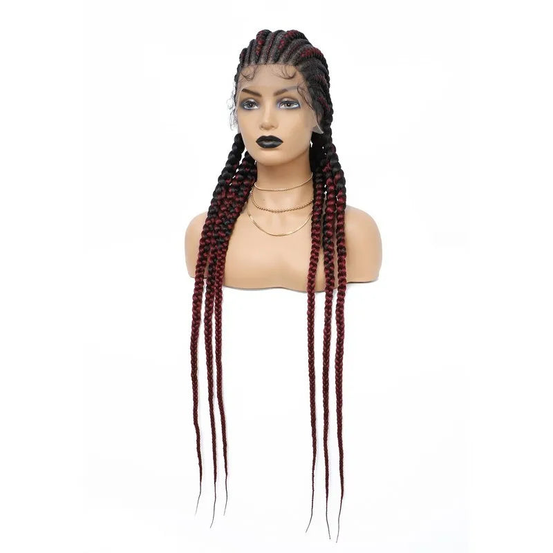 Incoo-Perruque synthétique tressée pour femmes noires, 36 pouces, sans nœud, boîte, Cornrow, cheveux africains
