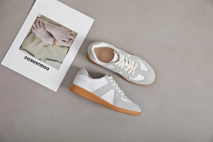 Baskets de Luxe en Cuir group pour Femme, Chaussures d'Entraînement Moral Décontractées, Plates, Nouvelle Collection Printemps 2024